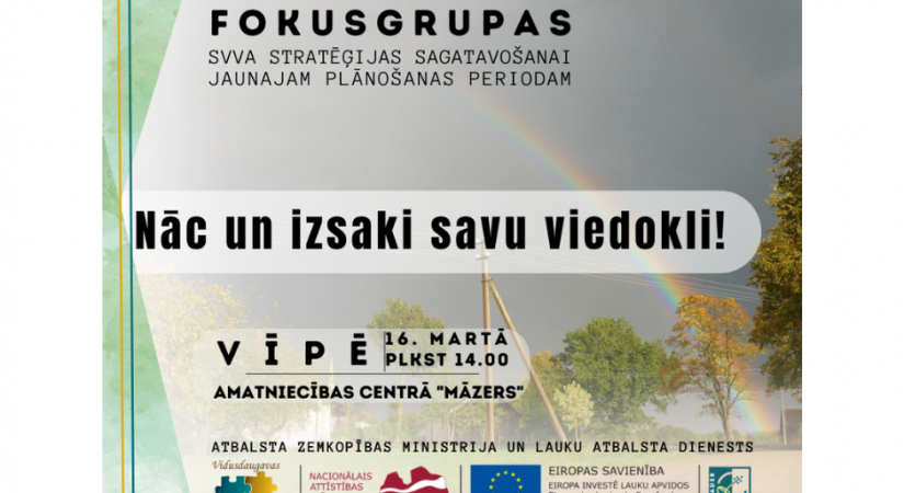 Nākamā SVVA stratēģijas fokusgrupas tikšanās 16. martā, Vīpē