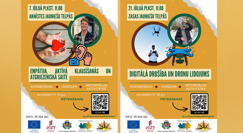 LEADER projekta “Manas dzīves kompass” jūlija aktivitātes Zasā un Aknīstē