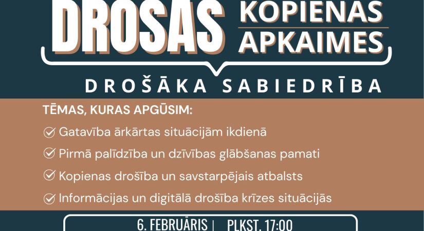 Apmācībās “Drošas kopienas - drošāka sabiedrība” jau šo piektdien un sestdien!