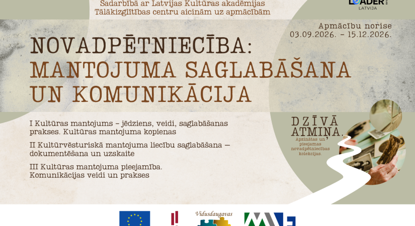 Sadarbībā ar Latvijas Kultūras akadēmijas Tālākizglītības centru aicinām uz apmācībām
