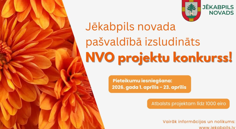 Jēkabpils novada pašvaldība izsludina 2026. gada NVO projektu konkursu