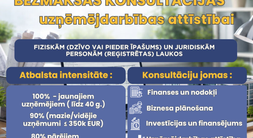 Bezmaksas konsultācijas uzņēmējdarbības attīstībai