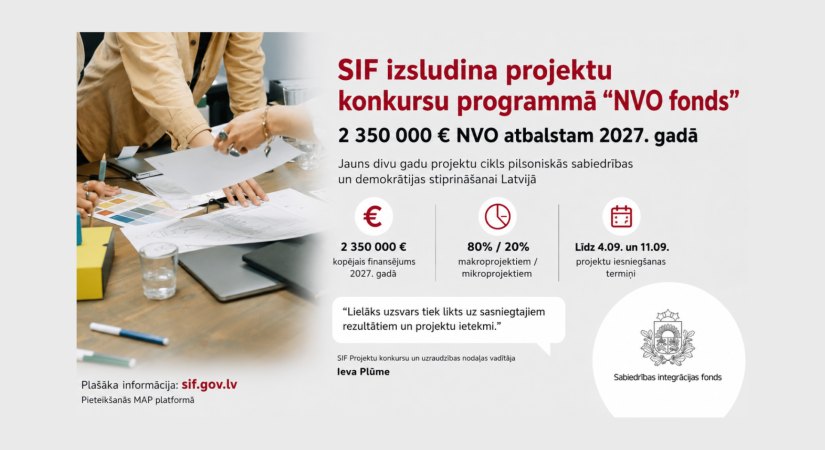 SIF izsludina pieteikumu konkursu programmā “NVO fonds”