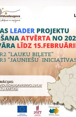 LEADER projektu 8. un 9. kārtas projektu iesniegšana vēl ir atvērta