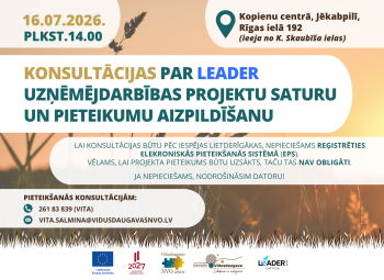 Konsultācijas par LEADER uzņēmējdarbības projektu saturu un pieteikumu aizpildīšanu 