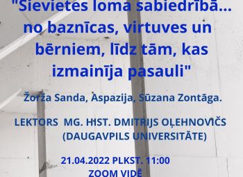 Aicina uz izglītojošu pasākumu par sievietes lomu sabiedrībā