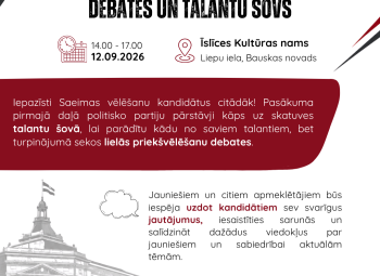 Biedrība “Laiks Jauniešiem” aicina piedalīties pasākumā “Politika citā gaismā”