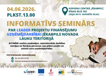 Informatīvs seminārs uzņēmējdarbībai Jēkabpils novada lauku teritorijā