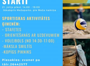 Aicinām ģimenes uz vasarīgu un sportisku aktivitāti “Slapjie pludmales starti”