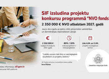 SIF izsludina pieteikumu konkursu programmā “NVO fonds”