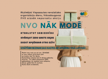 Vidusdaugavas NVO Vispasaules NVO dienu atzīmēs ar neparastu akciju “NVO NĀK MODĒ”